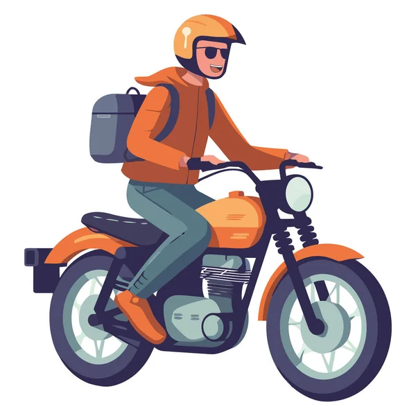 男人骑摩托车在白色上自由驰骋 — 图库矢量图片