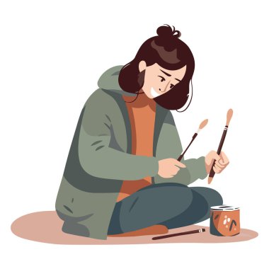 Beyaz üzerinde fırça olan genç bir yetişkin resmi.