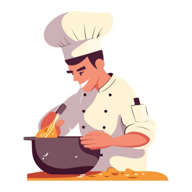 Şef mutfakta beyaz üzerine gurme yemeği hazırlıyor.