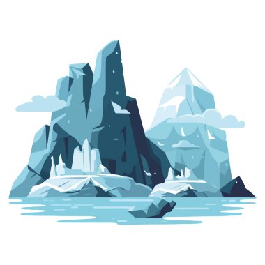 Beyaz üzerinde donmuş kutup manzarası tasarımı