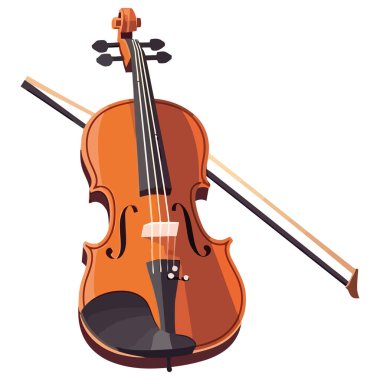 wooden violin design over white clipart