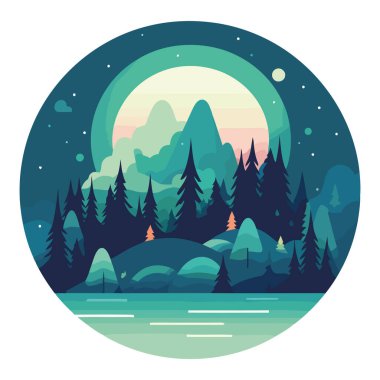 Ufukta beyaz çam ağaçlarının silueti