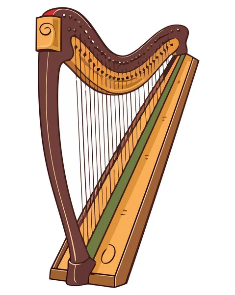 Klassieke Harp Illustratie Boven Wit — Stockvector