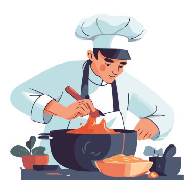 Gülümseyen şef fırında et pişiriyor.