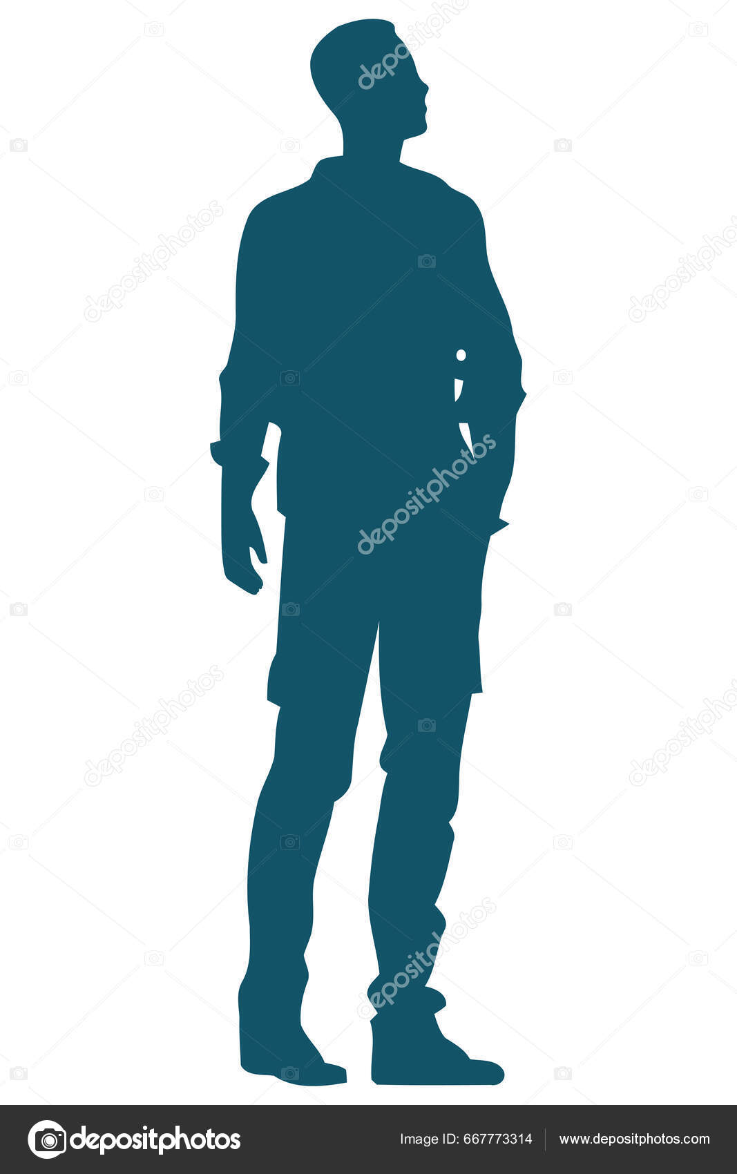 Man Silhouette Standing White Stock Vector by ©yupiramos 667773314