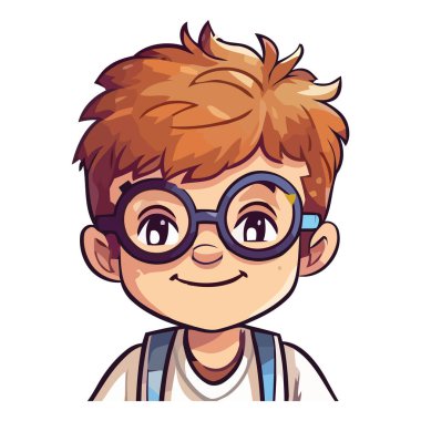 Beyazın üstünde güneş gözlüklü neşeli çocuk