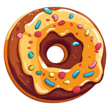 Beyaz üzerine sarı kremalı donut.