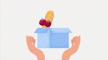 Market kutuları bağış kampanyası animasyon 4k video animasyonu