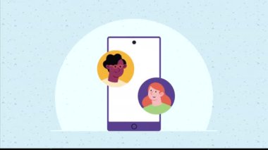 Sosyal medya topluluğu animasyon 4k video animasyonlu akıllı telefon