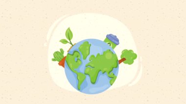 Dünya Gezegeni 4k video animasyonuyla ekoloji animasyonu