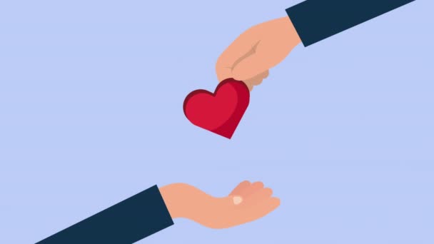 Mãos Dando Coração Amor Animação Vídeo Animado — Vídeo de Stock