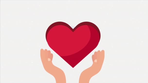Manos Protección Corazón Amor Animación Video Animado — Vídeo de stock