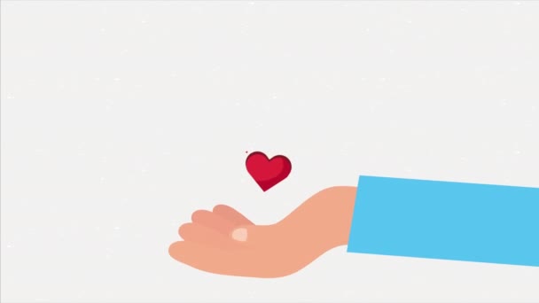 Mão Levantando Corações Amor Animação Vídeo Animado — Vídeo de Stock