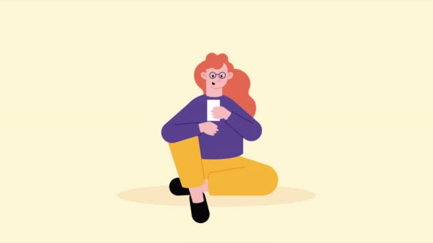 Woman Using Smartphone Character Animation Video Animated — Stock Video