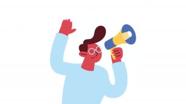 Megafon cihazlı adam ses animasyonu 4k video animasyonu