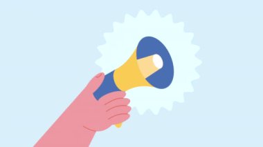 Megafon cihazlı el ses animasyonu 4k video animasyonu