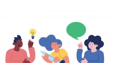 Ampul ışığı animasyonlu yaratıcı insanlar 4k video animasyonu