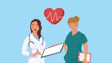 Profesyonel kadın doktorlar karakter canlandırması 4k video animasyonu