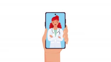 akıllı telefon animasyonunda doktor çevrimiçi 4k video animasyonu