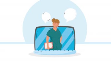 Kadın cerrah karakter canlandırması 4k video animasyonu