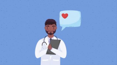 Afro erkek doktor karakter animasyonu 4k video animasyonu