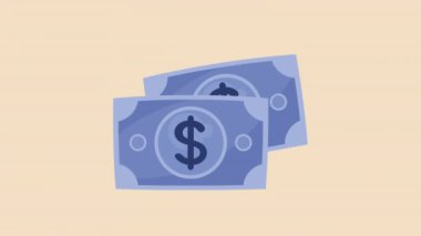 Faturalar para dolar finansal animasyon 4k video animasyonu