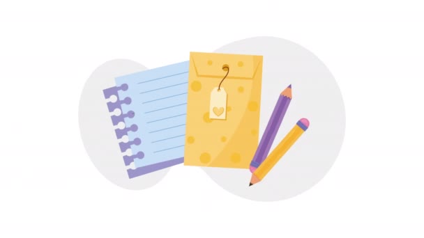 Notebook Supply Pencils Animation Video Animated — Stock Video