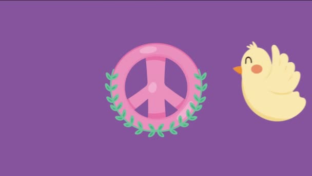 World Peace Symbol Doves Animation Video Animated — Stock Video