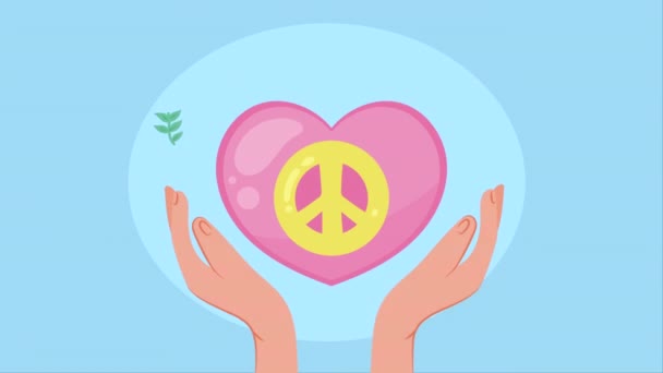 Világbéke Szimbólum Szív Animáció Videó Animált — Stock videók