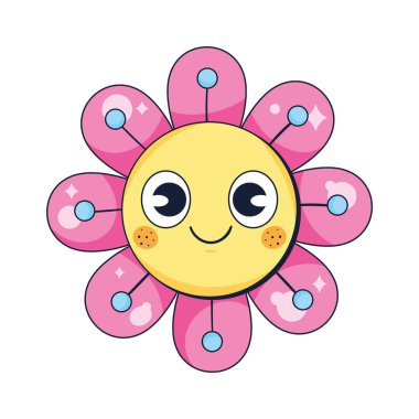 gülümseyen çiçek tasarımı beyaz üzerine