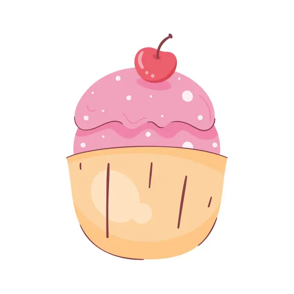 Cherry Cupcake Design White — Stock Vector