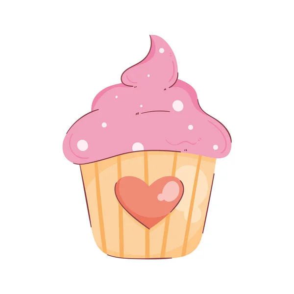 Roze Cupcake Ontwerp Boven Wit — Stockvector