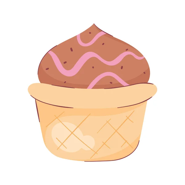 Choklad Muffins Med Rosa Glasyr Över Vitt — Stock vektor