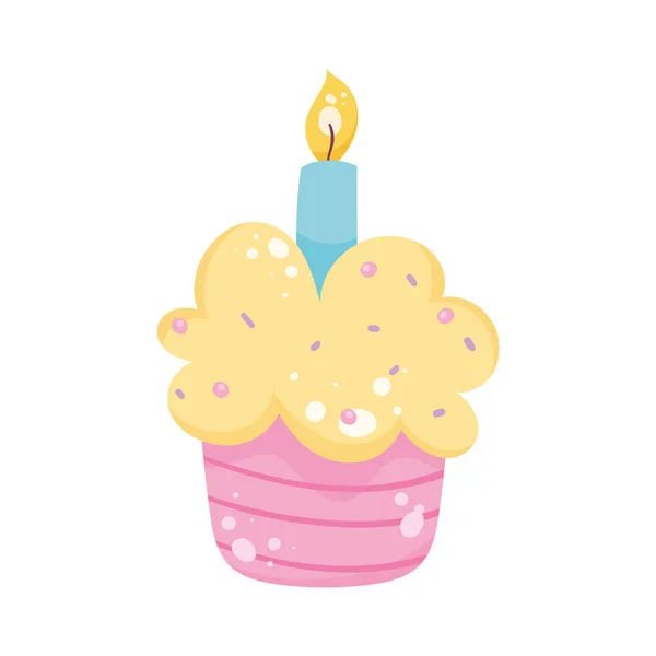 Aniversário Cupcake Design Sobre Branco — Vetor de Stock