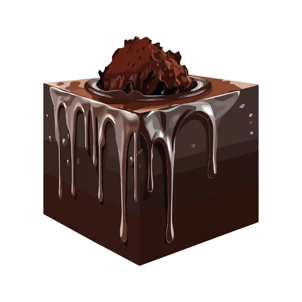 Csokoládé Torta Darab Fehér Felett — Stock Vector
