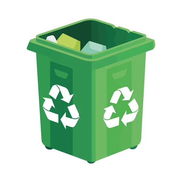 Reciclagem Lixo Bin Ilustração Sobre Branco — Vetor de Stock