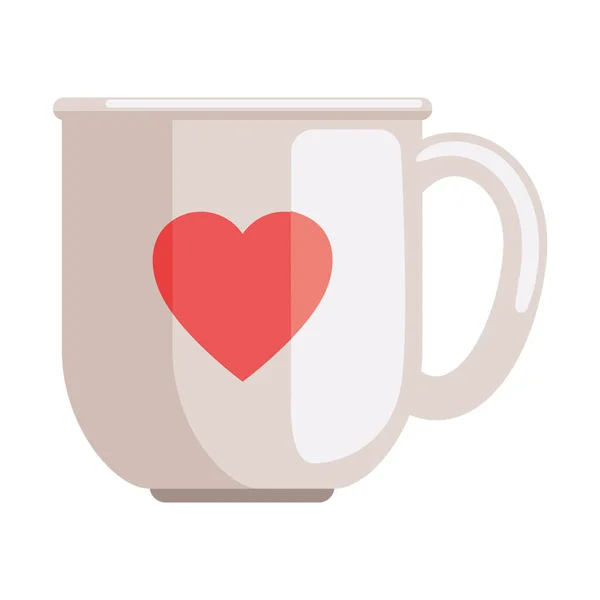 Кофе Чашка Иконой Сердца Изолированы — стоковый вектор