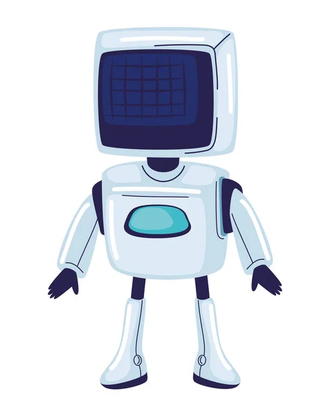 Robot Teknik Maskin Karaktär Ikon Isolerad — Stock vektor