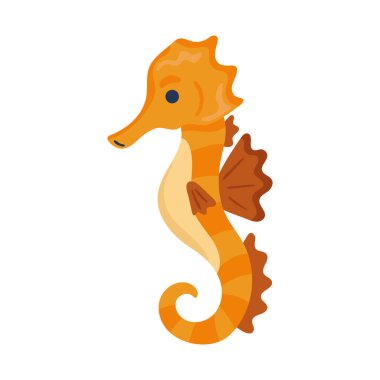 seahorse marine life icon isolated clipart