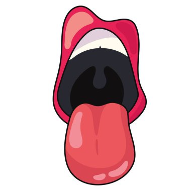 ağız pop sanat ve dil ikonu izole illüstrasyon