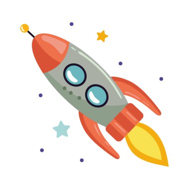 uzay gemisi çizgi film simgesi izole edilmiş illüstrasyon