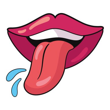 Ağız pop sanatının seksi simgesi izole edilmiş