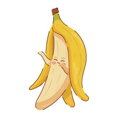 kawaii muz meyveli karikatür ikonu izole edildi