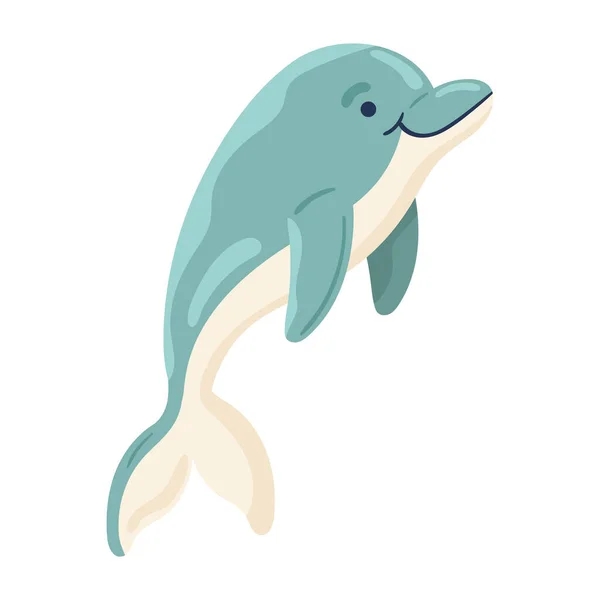 Delfín Mořský Život Ikona Izolované — Stockový vektor