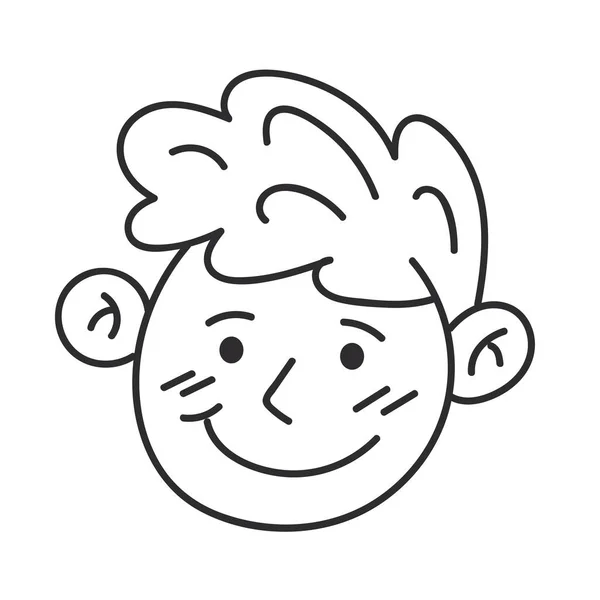 Мальчик Лицо Счастливые Каракули Иконка Изолированные Иллюстрации — стоковый вектор