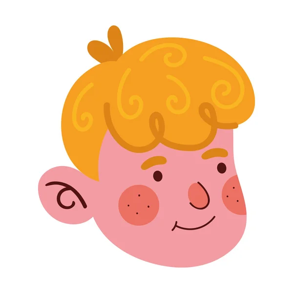 Blond Pojke Ansikte Ikon Isolerad Illustration — Stock vektor