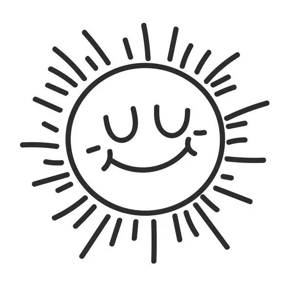 Sun Doodle Icon Isolated Illustration — Stock Vector