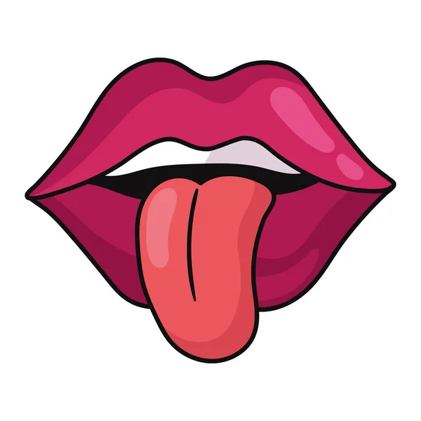 Mulut Pop Art Tongue Out Icon Terisolasi Illustration - Stok Vektor