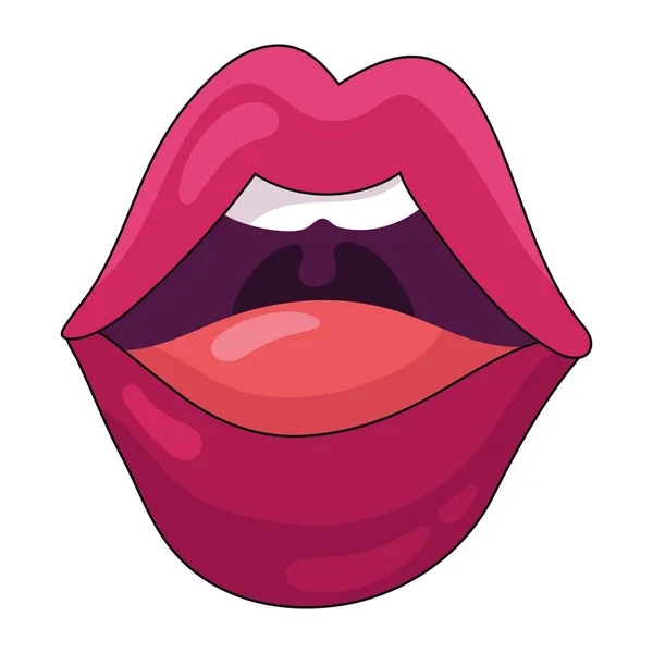 Bouche Pop Art Lèvres Ouvertes Icône Isolé — Image vectorielle