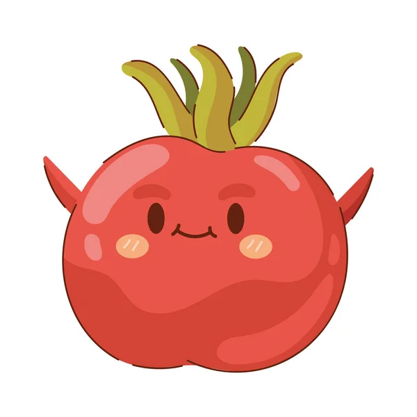 Kawaii Tomate Vegetal Icono Dibujos Animados Aislado — Archivo Imágenes Vectoriales
